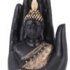 Handcrafted Lord Meditating Hand Palm Buddha Idol Statue Showpieces for Living Room,Bedroom,Gift,Home Decor,Table Decorations (Black Palm Buddha)