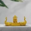 Lord Ganesha Idol with Twin Peacock Diya Stand Golden Polyresin Ganpati Showpiece for Home Temple Decor & Festive Lighting 10 Inch