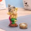 Handcrafted Lord Ganesha Tea Light Candle Holder Metal Resin Puja & Diwali Home Decor, Religious Statue Showpiece, Good Luck Gift for Temple, Office & Living Room