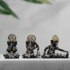 Set of 3 Lord Ganesha Idols for Home Decor | Black Polyresin Ganpati Statue with Gold & Silver Detailing | Decorative Murti for Pooja Room, Office, Gift & Festive Decor