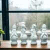White Angel Figurine Set of 4, Decorative Garden Statues, 8 Inch Height, 3-3.5 Inch Width