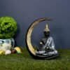 Antique Meditating Moon Buddha Statue Showpiece for Home Decor - Office Decor - Gifting - Lord Buddha Idol Polyresin Decorative Figurine