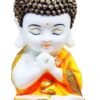Handicrafts Baby Buddha Showpiece Resin & Sandalwood Monk Figurine for Home & Living Room decor, Perfect Diwali Gift for Family & Friends (12X10X18cm, Orange)