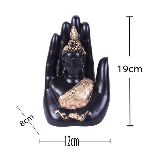 Hand-Crafted Buddha Hand Mudra Statue, Black & Gold Resin Ornament, Ideal for Home Decor, Desk, Prayer Altar & Spiritual Gift