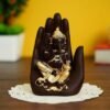 Elegant Lord Ganesha Idol in Hand Design | Black & Gold Polyresin Ganpati Statue for Home, Office & Car Dashboard Decor 6 Inch