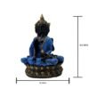 Buddha Statue Meditation Figurine, Black and Blue Resin, 34 cm x 25.4 cm, Gold-Accented Lotus Base