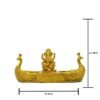 Lord Ganesha Idol with Twin Peacock Diya Stand Golden Polyresin Ganpati Showpiece for Home Temple Decor & Festive Lighting 10 Inch