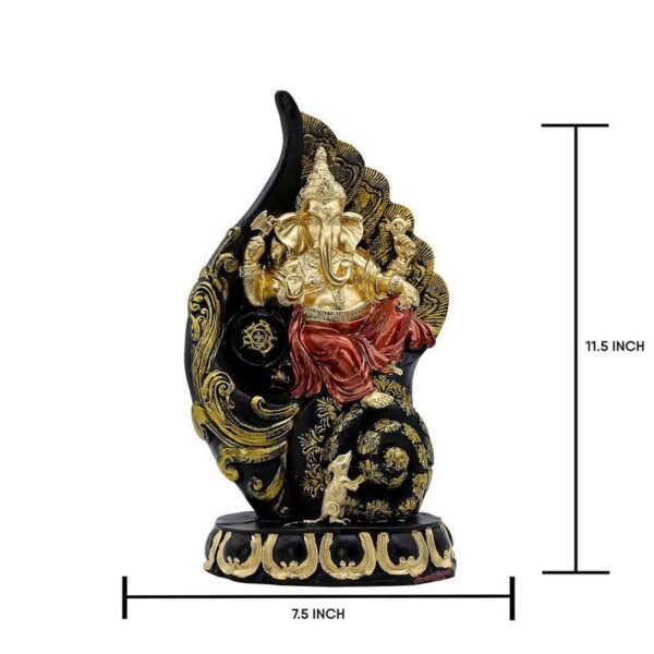 Ganesha Statue Sitting on a Mouse - Black and Gold Decorative Figurine for Home & Office - Hindu God of Wisdom and Prosperity - Perfect for Diwali and Ganesh Chaturthi