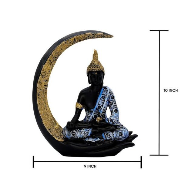 Antique Meditating Moon Buddha Statue Showpiece for Home Decor - Office Decor - Gifting - Lord Buddha Idol Polyresin Decorative Figurine