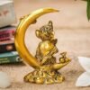 Golden Ganesha Statue on Crescent Moon - Hindu Deity Figurine for Spiritual Peace Golden Ganesha Statue on Crescent Moon - Hindu Deity Figurine for Spiritual Peace