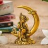 Golden Ganesha Statue on Crescent Moon - Hindu Deity Figurine for Spiritual Peace Golden Ganesha Statue on Crescent Moon - Hindu Deity Figurine for Spiritual Peace