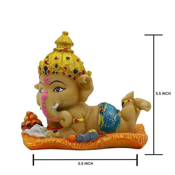 Cute Baby Ganesha Idol Reading Book | 5.5 Inch Colorful Polyresin Ganpati Statue for Home Decor, Study Table, Kids Room & Gift | Decorative Bal Ganesha Murti