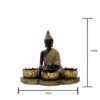 Resin Buddha Head Candle Holder with 3 Lotus Tealight Stands Black & Gold Decorative Showpiece for Home, Altar & Spiritual Gifting
