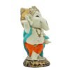 Dancing Baby Ganesha Idol Colorful Ganpati Statue in Orange Dhoti for Home Temple Decor, Car Dashboard & Spiritual Gift 5 Inch Polyresin