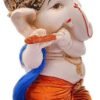 Polyresin Baby Ganesha Flute Statue HandPainted Lord Ganpati Idol for Puja Room, Home & Office decor, Spiritual Gift for Diwali & Ganesh Chaturthi