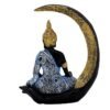 Antique Meditating Moon Buddha Statue Showpiece for Home Decor - Office Decor - Gifting - Lord Buddha Idol Polyresin Decorative Figurine