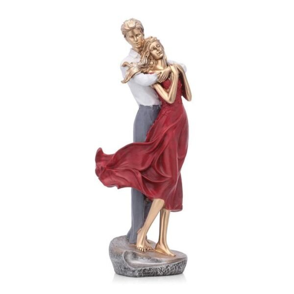 Elegant Dancing Couple Statue, Red Dress and White Shirt, Figurine for Valentine's Day Gift