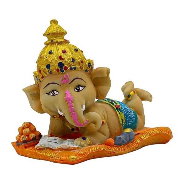 Cute Baby Ganesha Idol Reading Book | 5.5 Inch Colorful Polyresin Ganpati Statue for Home Decor, Study Table, Kids Room & Gift | Decorative Bal Ganesha Murti