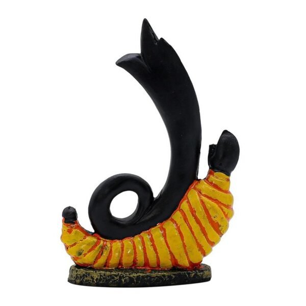 Abstract Shivling Design with Trishul & Snake | Black & Orange Polyresin Shiva Idol for Home Temple, Office Desk, Meditation Corner & Gift | Decorative Mahadev Statue 6 Inch