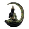 Resin Buddha Hand Statue Black & Gold Abhaya Mudra Sculpture with Seated Buddha, Zen Home decor, Meditation Accent & Spiritual Gift