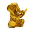 Golden Lord Ganesha Idol Playing Sitar | Musical Ganpati Statue in Polyresin for Home Decor, Pooja Room, Car Dashboard & Festive Gift | Decorative Ganesh Murti 5 Inch