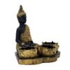 Resin Buddha Head Candle Holder with 3 Lotus Tealight Stands Black & Gold Decorative Showpiece for Home, Altar & Spiritual Gifting