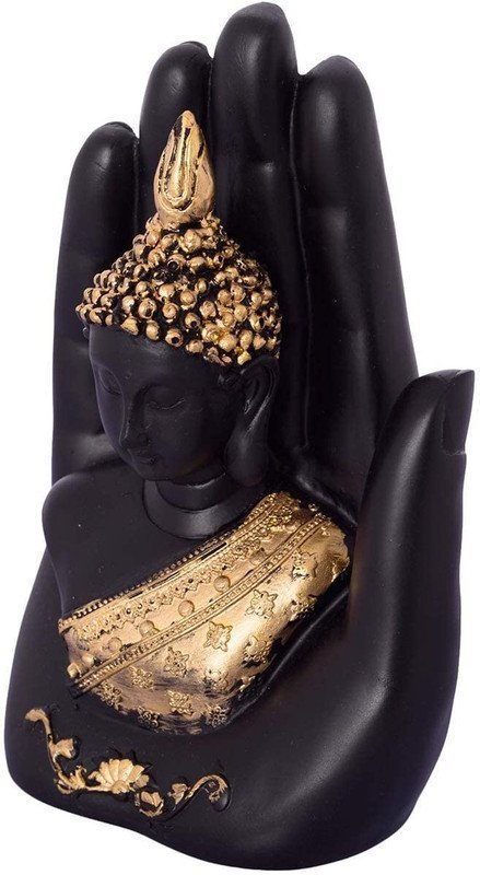 Hand-Crafted Buddha Hand Mudra Statue, Black & Gold Resin Ornament, Ideal for Home Decor, Desk, Prayer Altar & Spiritual Gift