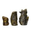 Decorative Buddha Statue Set of 3, Antique Gold and Silver Finish, 4.5-6.5 Inch Height