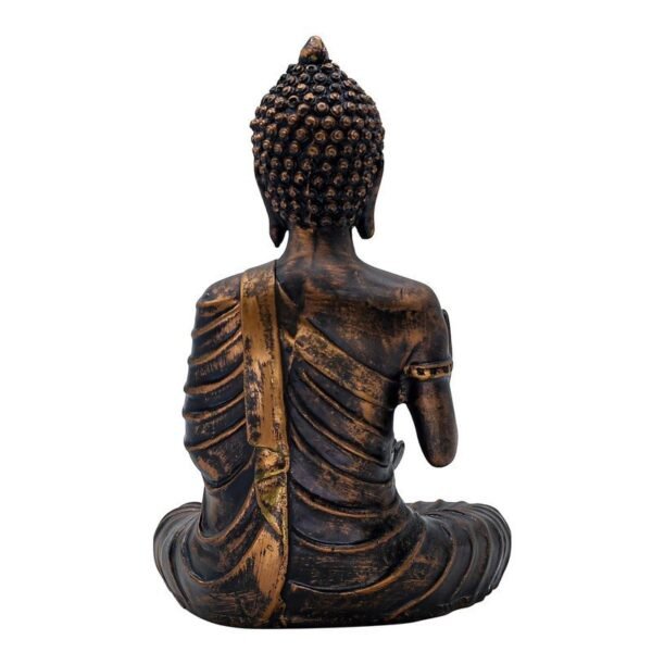 Meditation Buddha Statue with Lotus Bowl for Office Decor, Bronze Antique Finish, 24.1 x 16.5 cm