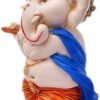 Polyresin Baby Ganesha Flute Statue HandPainted Lord Ganpati Idol for Puja Room, Home & Office decor, Spiritual Gift for Diwali & Ganesh Chaturthi