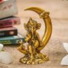Golden Ganesha Statue on Crescent Moon - Hindu Deity Figurine for Spiritual Peace Golden Ganesha Statue on Crescent Moon - Hindu Deity Figurine for Spiritual Peace