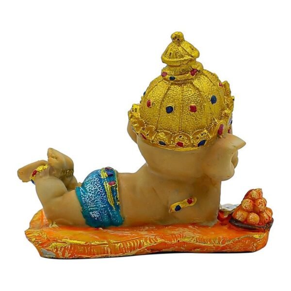 Cute Baby Ganesha Idol Reading Book | 5.5 Inch Colorful Polyresin Ganpati Statue for Home Decor, Study Table, Kids Room & Gift | Decorative Bal Ganesha Murti