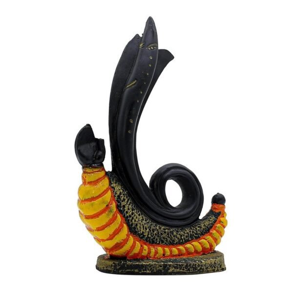 Abstract Shivling Design with Trishul & Snake | Black & Orange Polyresin Shiva Idol for Home Temple, Office Desk, Meditation Corner & Gift | Decorative Mahadev Statue 6 Inch