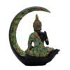 Resin Buddha Hand Statue Black & Gold Abhaya Mudra Sculpture with Seated Buddha, Zen Home decor, Meditation Accent & Spiritual Gift