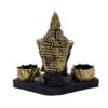 Resin Buddha Head Tealight Candle Holder Black & Gold Statue with 3 Lotus Votive Stands, 7 Home & Garden decor for Meditation & Spiritual Gift