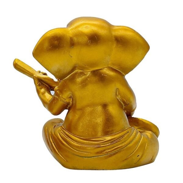 Golden Lord Ganesha Idol Playing Sitar | Musical Ganpati Statue in Polyresin for Home Decor, Pooja Room, Car Dashboard & Festive Gift | Decorative Ganesh Murti 5 Inch
