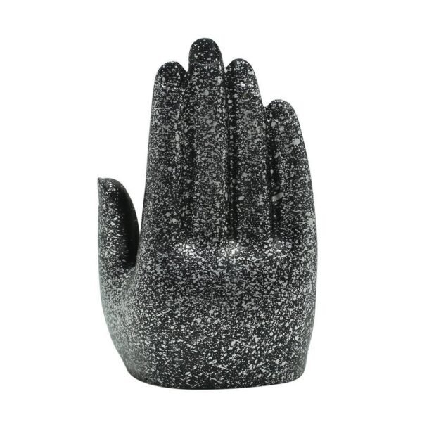 Abhaya Mudra Resin Statue, Fearless Protection Decor for Living Room, Meditation Space & Altar, Black & Gold Buddha Hand Ornament