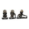 Set of 3 Lord Ganesha Idols for Home Decor | Black Polyresin Ganpati Statue with Gold & Silver Detailing | Decorative Murti for Pooja Room, Office, Gift & Festive Decor