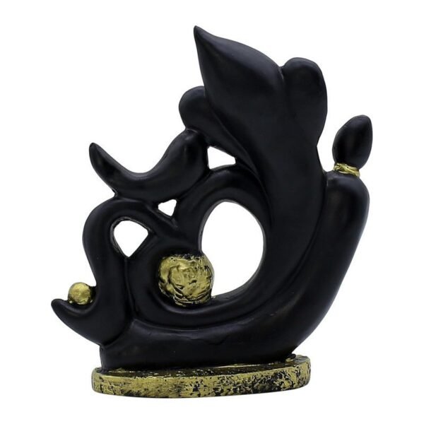 Black & Gold Resin LordGanesha Statue with OM Script Decorative Puja Room & Home Temple Idol, Spiritual Showpiece for Diwali, Ganesh Chaturthi & Good Luck Gift
