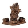Polyresin Ganesha Flute Tea Light Candle Holder Antique Copper LordGanesha Statue with 3 Lotus Tea Lights for Puja Room, Home Decor, Diwali & Ganesh Chaturthi Gift