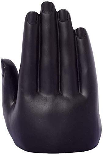 Hand-Crafted Buddha Hand Mudra Statue, Black & Gold Resin Ornament, Ideal for Home Decor, Desk, Prayer Altar & Spiritual Gift