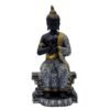 Buddha Sculpture Home Decor, Black and Gold Mosaic Design, 26.7 cm x 12.7 cm,Resin Mindfulness Figurine in Black & Gold, Meditation Statue for Living Room, Desk & Spiritual Gift