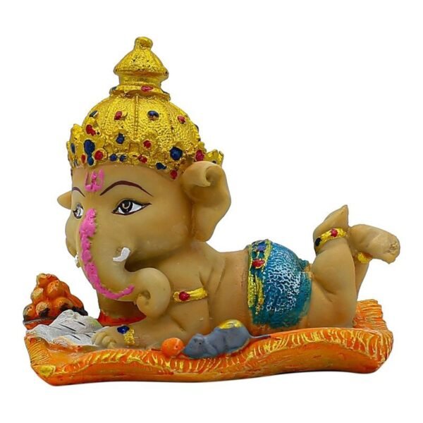 Cute Baby Ganesha Idol Reading Book | 5.5 Inch Colorful Polyresin Ganpati Statue for Home Decor, Study Table, Kids Room & Gift | Decorative Bal Ganesha Murti