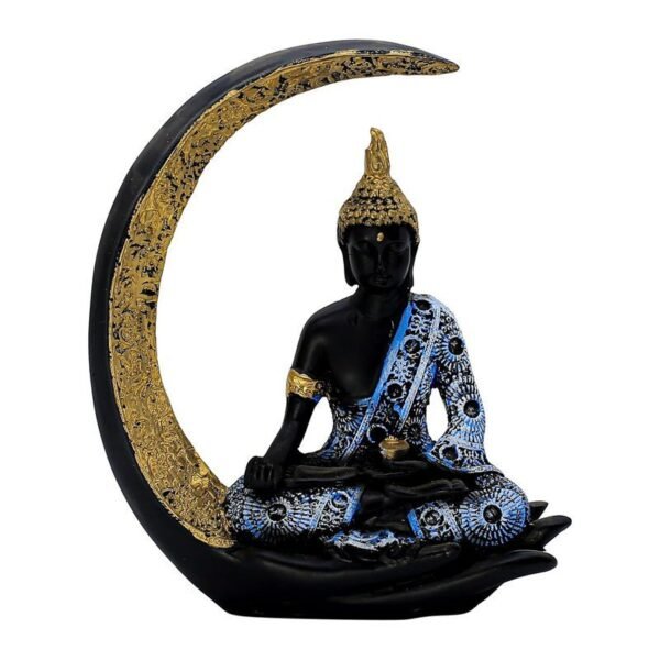 Antique Meditating Moon Buddha Statue Showpiece for Home Decor - Office Decor - Gifting - Lord Buddha Idol Polyresin Decorative Figurine