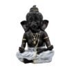 Lord Ganesha Idol for Home Decor | Black & Silver Meditating Ganpati Statue | Polyresin Ganesh Murti for Pooja Room, Office, Car Dashboard & Gift 6 Inch