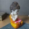 Handicrafts Baby Buddha Showpiece Resin & Sandalwood Monk Figurine for Home & Living Room decor, Perfect Diwali Gift for Family & Friends (12X10X18cm, Orange)