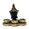 Resin Buddha Head Tealight Candle Holder Black & Gold Statue with 3 Lotus Votive Stands, 7 Home & Garden decor for Meditation & Spiritual Gift