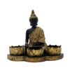 Resin Buddha Head Candle Holder with 3 Lotus Tealight Stands Black & Gold Decorative Showpiece for Home, Altar & Spiritual Gifting