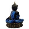 Buddha Statue Meditation Figurine, Black and Blue Resin, 34 cm x 25.4 cm, Gold-Accented Lotus Base