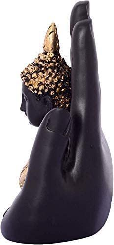 Hand-Crafted Buddha Hand Mudra Statue, Black & Gold Resin Ornament, Ideal for Home Decor, Desk, Prayer Altar & Spiritual Gift